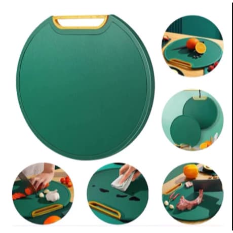 Tábua Prancheta Verde Redonda Anti-Derrapante , Placa De Corte À Prova De Mofo 35 cm