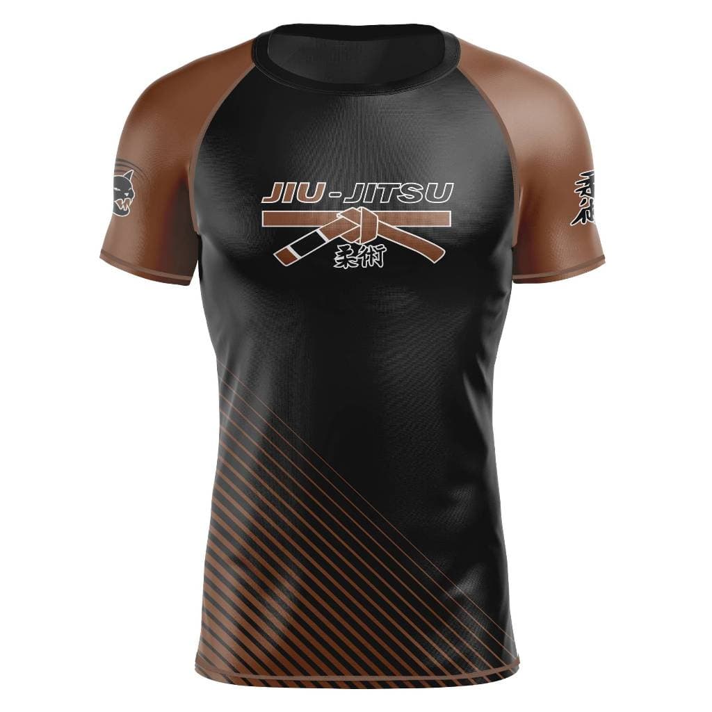 Rash Guard Jiu-Jitsu Manga Curta Marrom Segunda Pele Qualidade