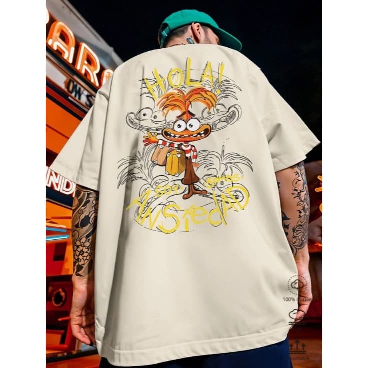 Camiseta Oversized Streetwear Camisa 100% Algodão Estampada Urso Anjo Filme Desenho Envio Rápido