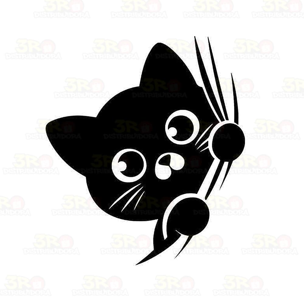 Adesivo Gato na Cortina gatinho pet fofo 17x16 Cores disponiveis