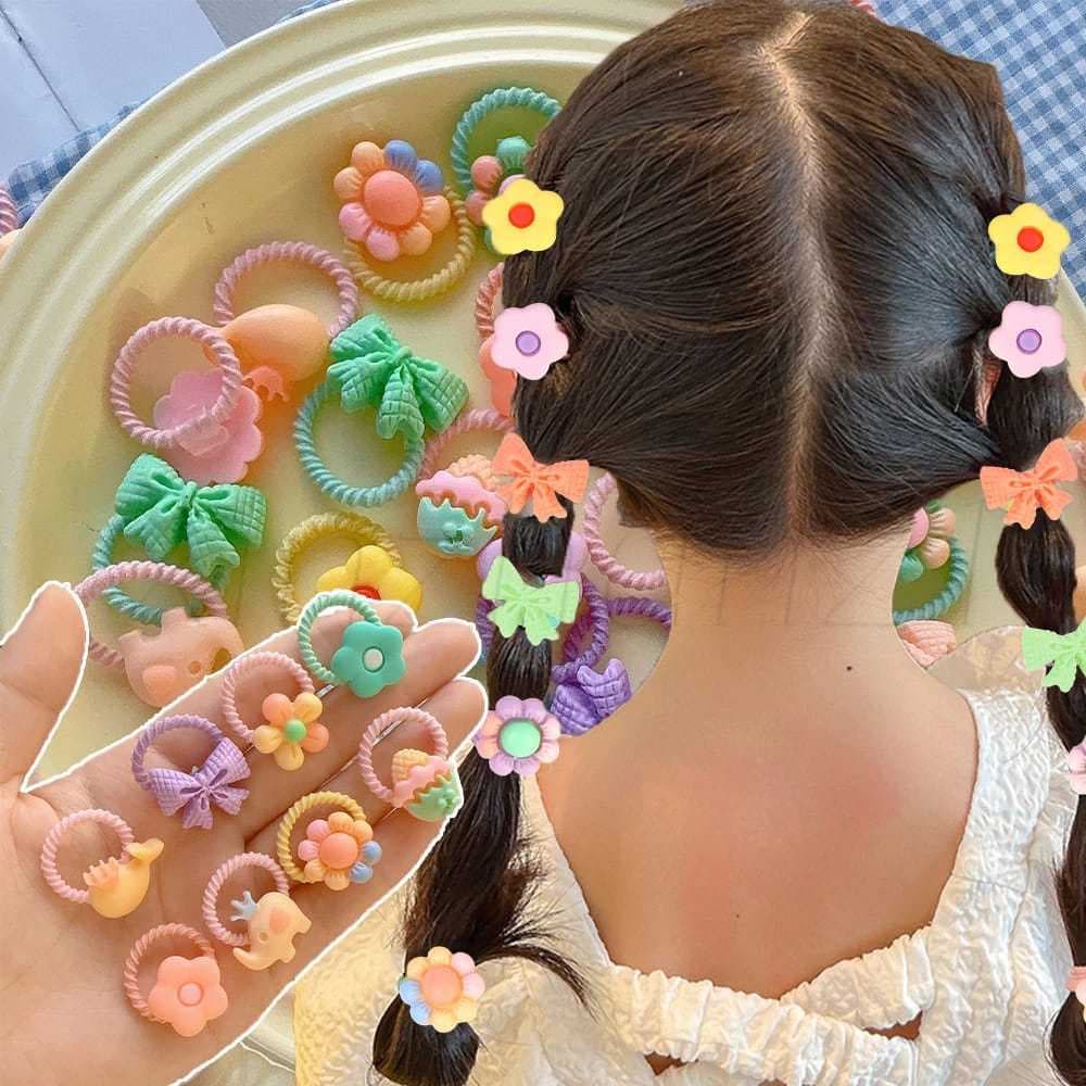 Kit 50 Mini Elásticos de Cabelo Xuxinha Rabicó Buchinha Com Aplique Infantil