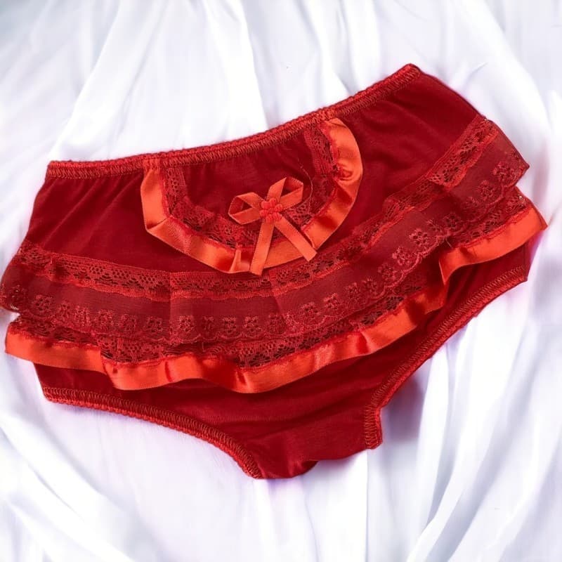 Kit 05 Calcinha Infantil Bebê Bunda Rica com Babado Malha com Detalhes em Renda e Cetim