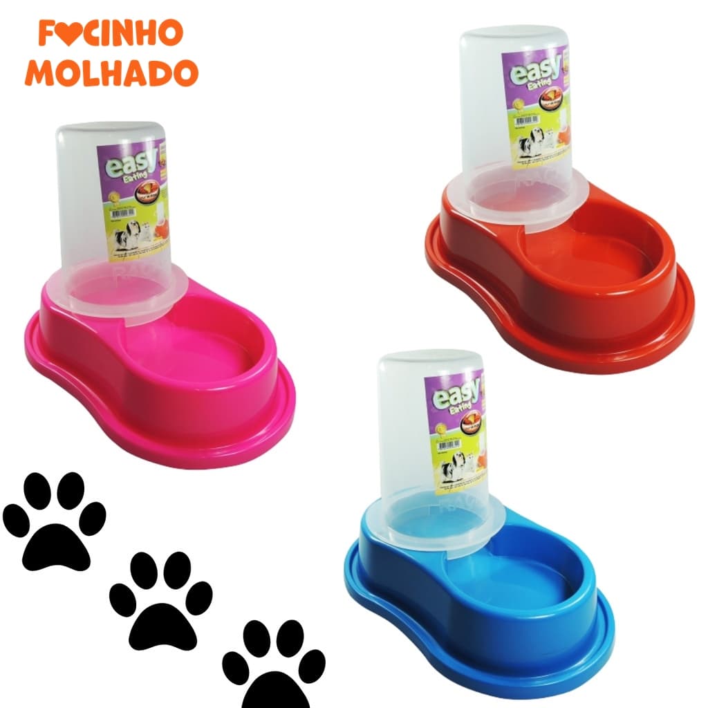 Bebedouro ou Comedouro Pet Com Dosador Automático Para Cães Gatos Dupla Função Ração e Água Antiformiga Varias Cores