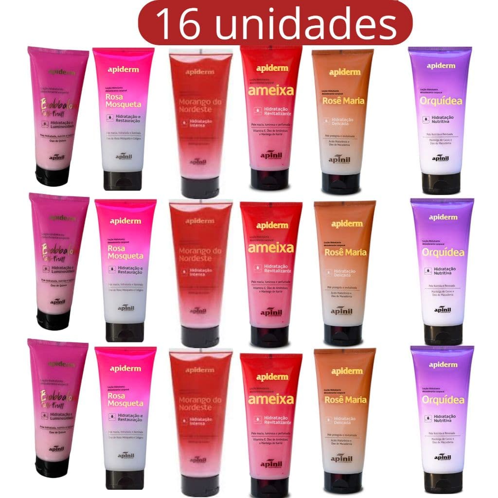 KIT 16 UNIDADES LOÇÃO HIDRATANTE CORPORAL APIDERM APINIL
