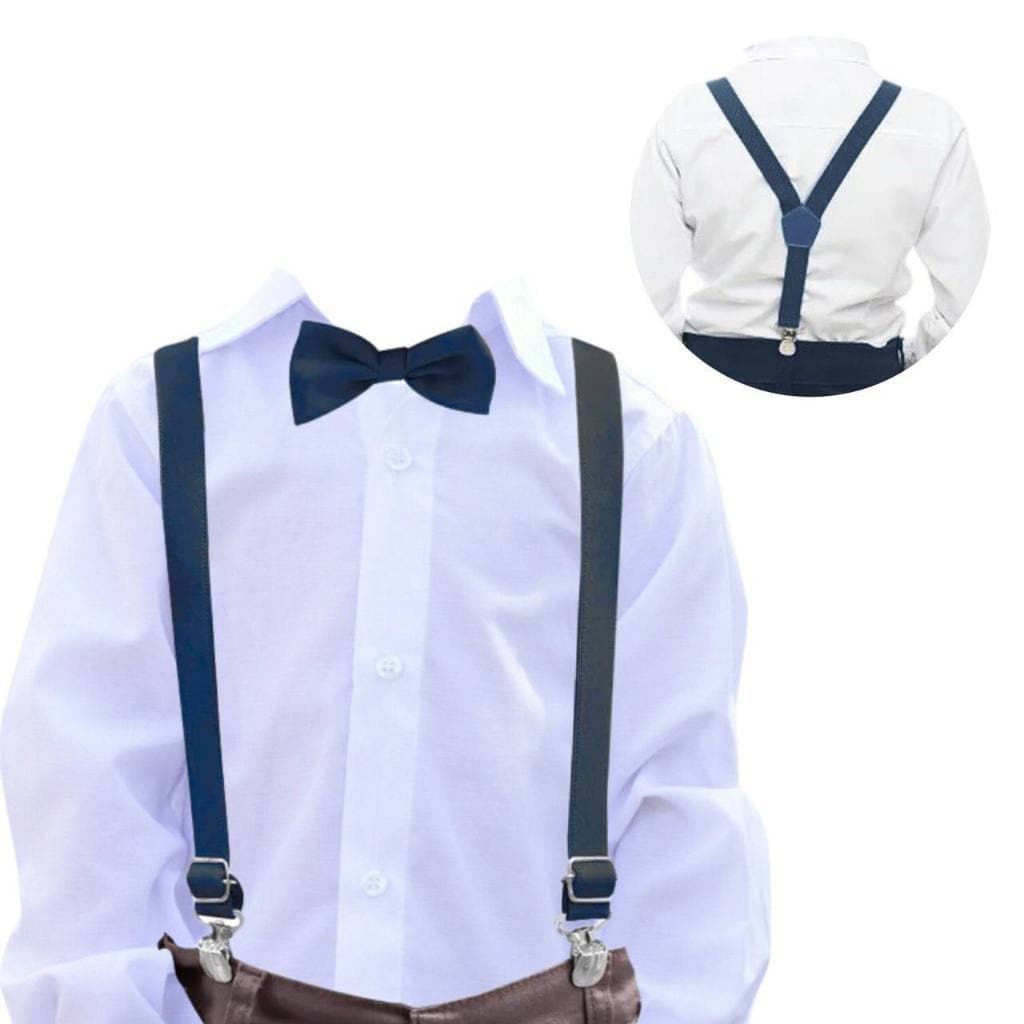 Kit Suspensório Gravata Borboleta Juvenil Formatura Pajem Batizado Casamento 8 a 16 Anos Cores Diversas