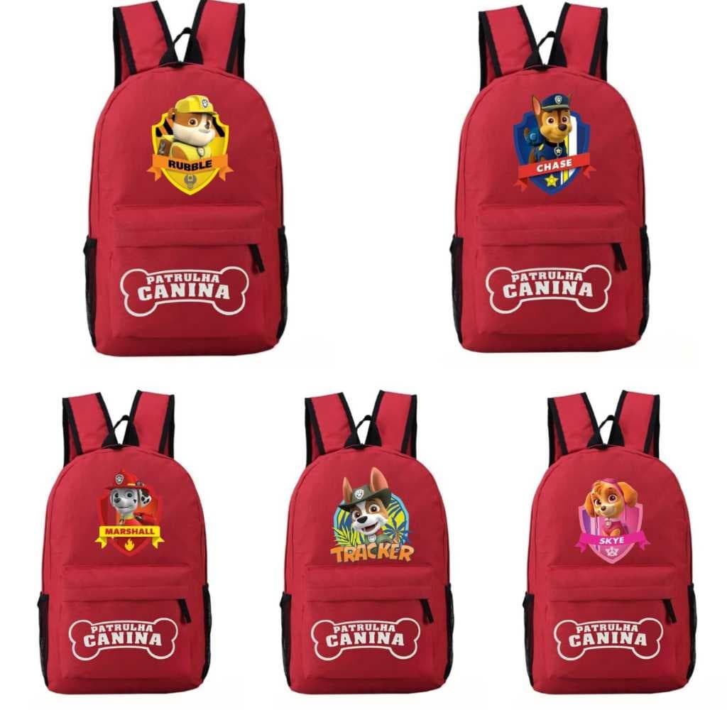 Mochila chase patrulha canina Mochila menino patrulha canina Mochila vermelha Bolsa escolar patrulha