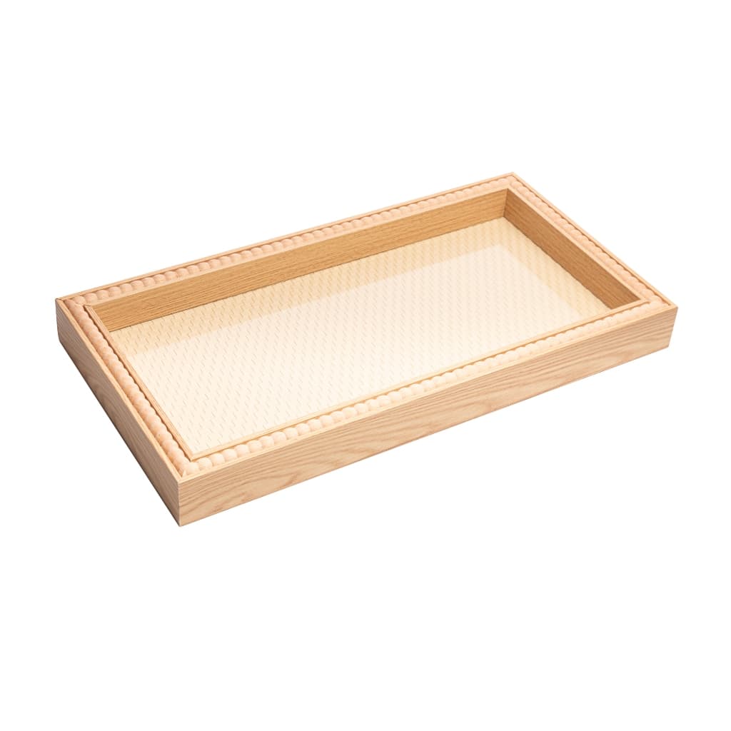 Bandeja Decorativa em MDF Balls 42Cm - Estilo Pearl com Vidro no Fundo - Cantinho do Café