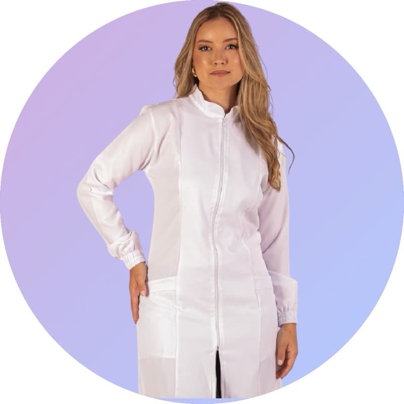 jaleco manga longa médica enfermeira Gabardine premium feminino