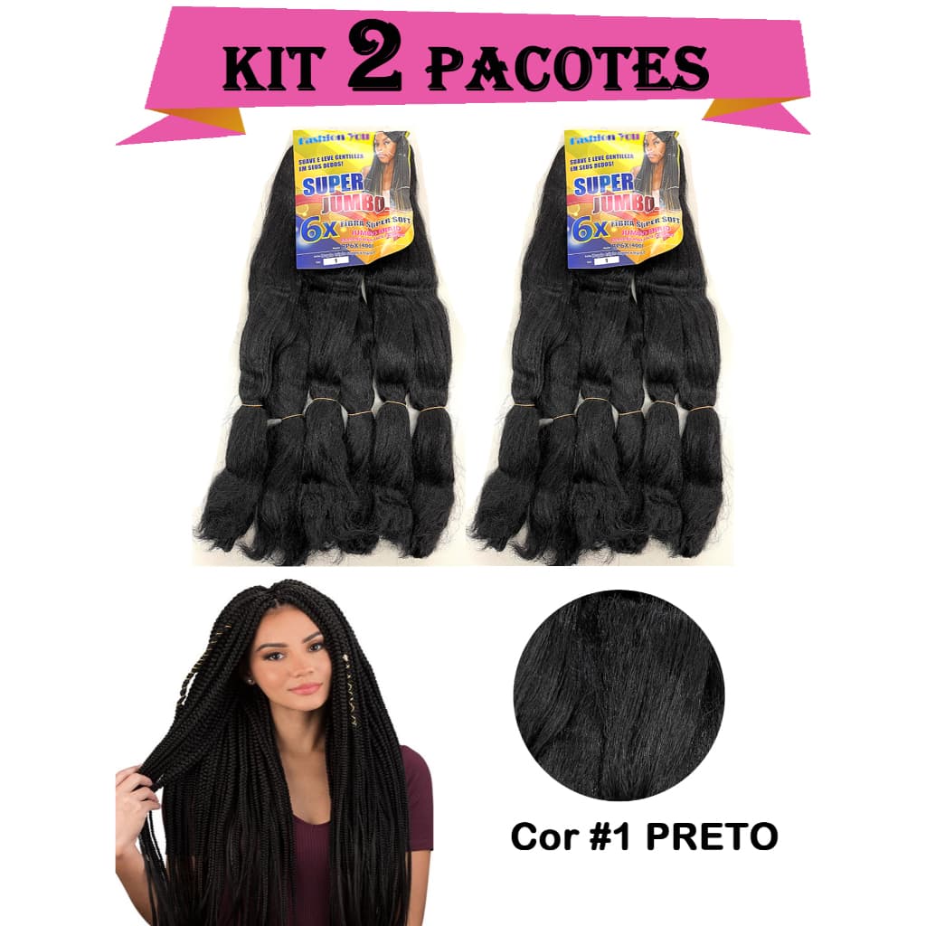 Kit 2 PCS Cabelo Jumbo 6X 400G Pacotão Para Tranças Super Jumbo Box braid - FASHION YOU