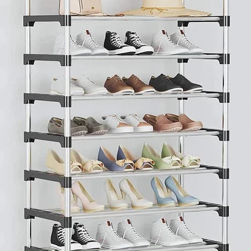 Sapateira Vertical 6 Prateleiras 18 Pares De Sapatos Calçados Aço Cromado Luxo Desmontável