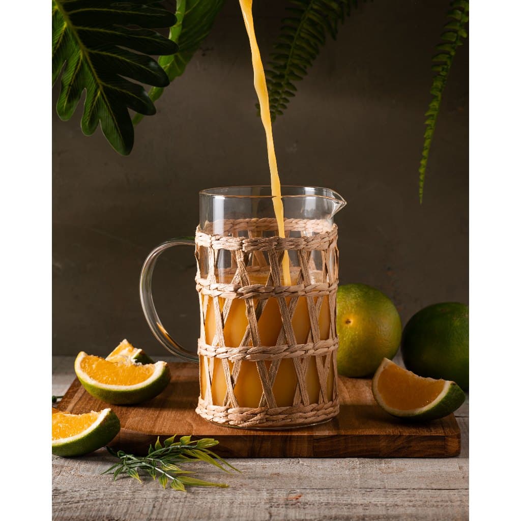 Jarra de Vidro e Fibra Natural 1L