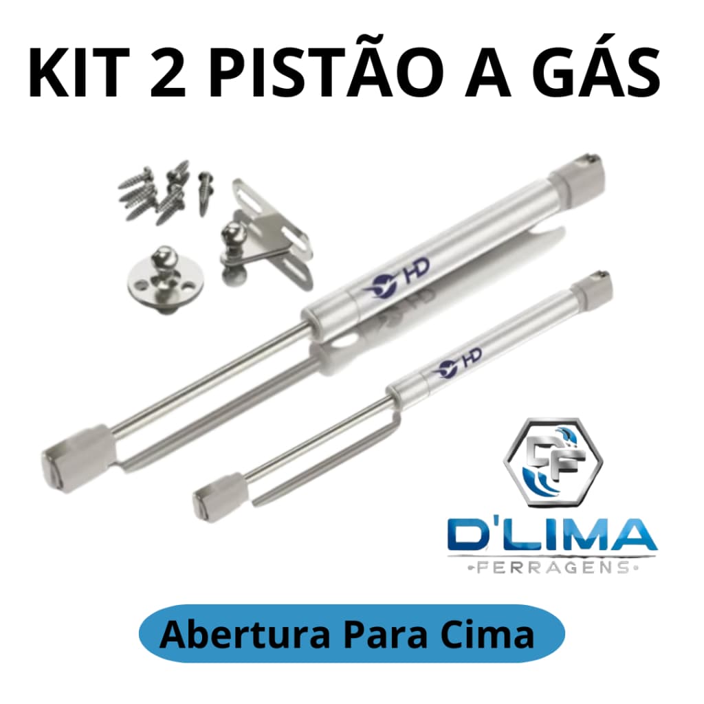 Kit 2 Pistão a Gás Amortecedor Porta De Armário Abertura Para Cima Moveis 60N / 80N / 100N / 120N