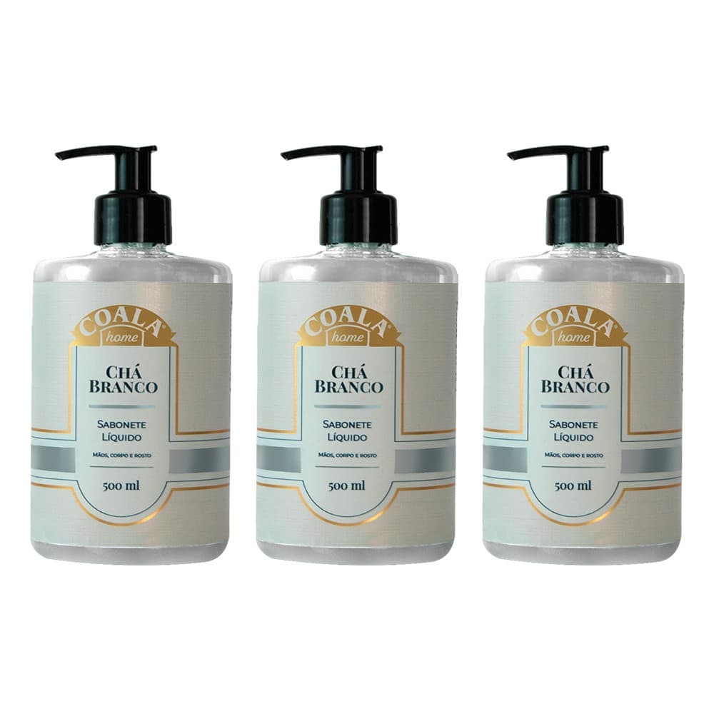 Kit C/3 Sabonete Liquido Coala Cha Branco 500ml