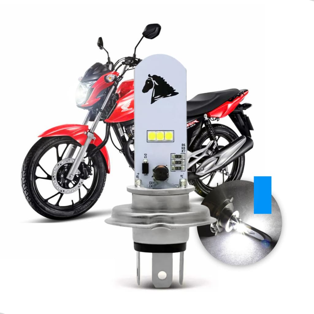 Lâmpada moto h4 super led efeito xenon 8000k titan 125/150/160/cb 300/xre 300/xre 190/fazer/Lander
