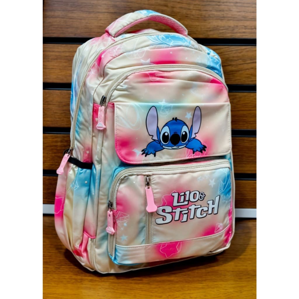 Mochila Bolsa Stith Lilo Luxo Grande Rosa Azul Volta as Aulas Menino Menina Faculdade stitch Escola Reforçada