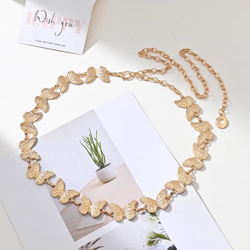 Cinto Feminino Corrente Ferro Borboleta Moda