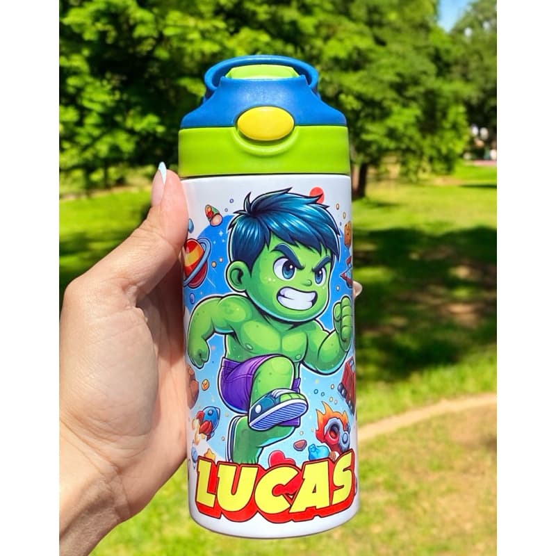 Garrafa térmica infantil personalizada HULK BABY BATMAN HEROIS CUTE