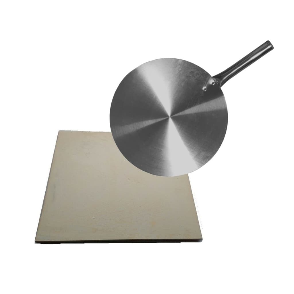 PEDRA REFRATARIA PARA PIZZA CORDIERITA 30 X 30 CM + PÁ DE PIZZA DE 35 CM