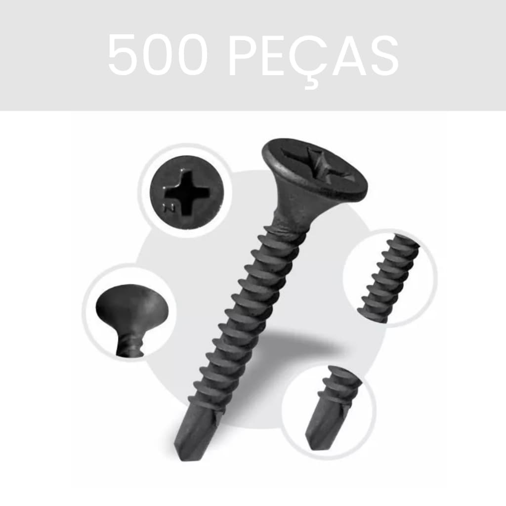 Parafuso Para Drywall Trombeta Ponta Broca Kit 500 Peças