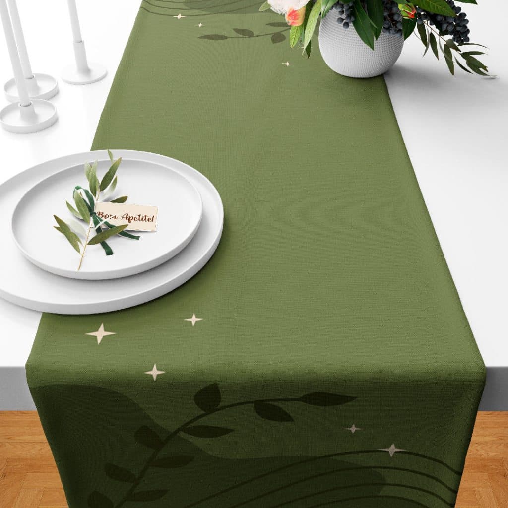 Trilho Caminho de Mesa Decorativo Essência Verde 110X35cm ENVIO RÁPIDO!