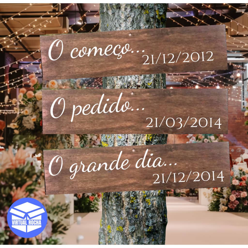 Kit 3 Placas Decorativa Casamento o Início Pedido Felizes para Sempre