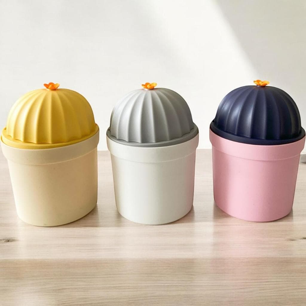 Mini Lixeira Para Cozinha Banheiro Quarto Infantil Com Tampa Acompanha Adesivos-INTERPONTE