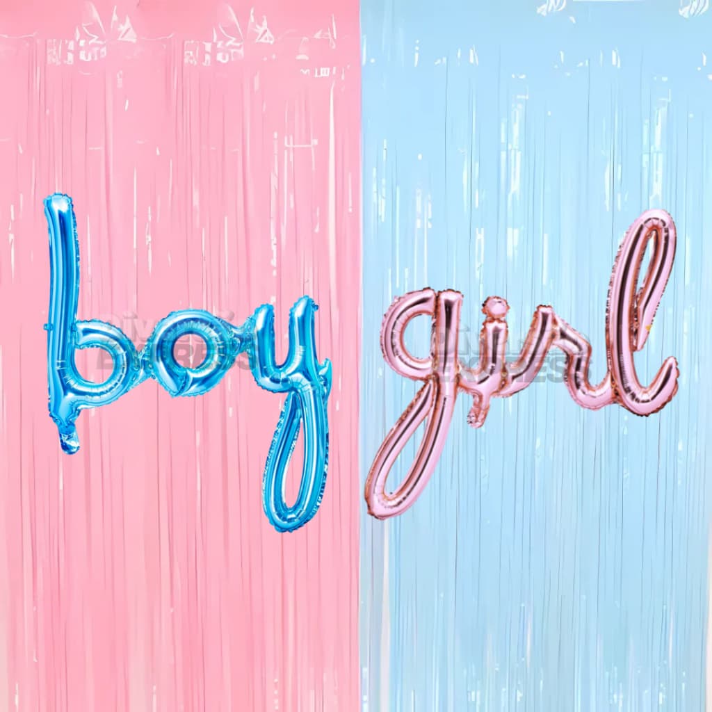 Kit bexigas e cortinas para decoração balões para chá revelação bebe menino menina boy girl