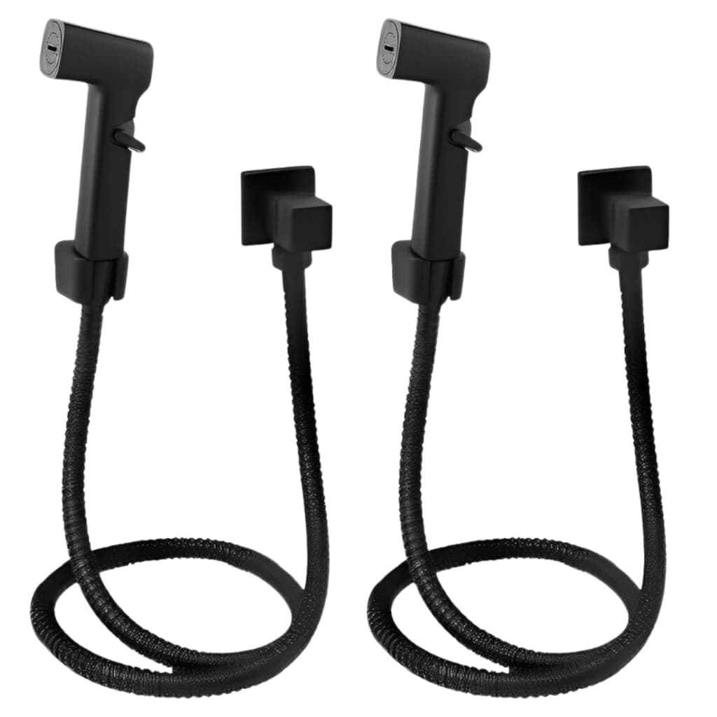 2 Ducha Higiênica Preto Fosco Quadrada Super Luxo 1/4 de Volta para Banheiro / Lavabo