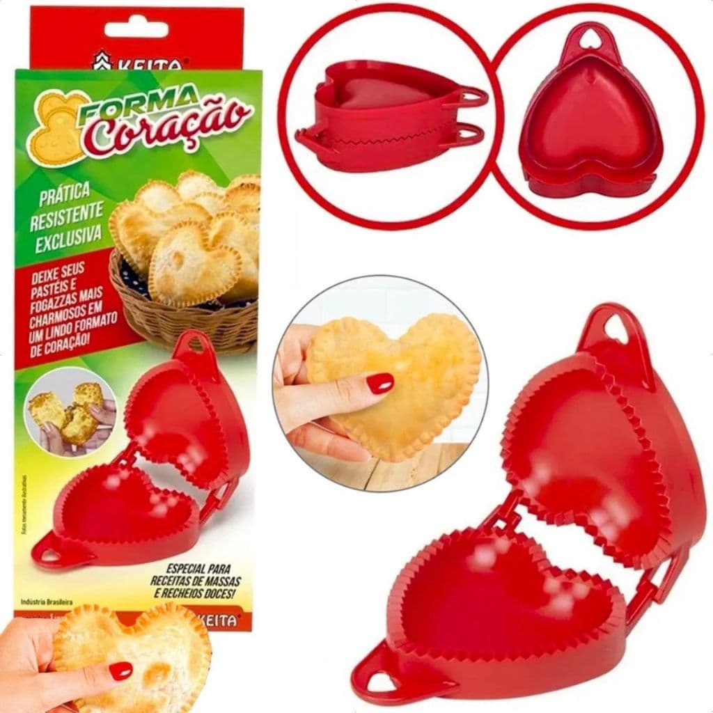 Kit Forma Coração Forma Modeladora Fecha Pastel Fogazza Salgados Doces Risoli