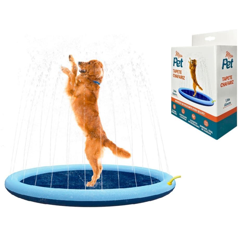 Tapete Chafariz Piscina Inflável Espirra Água Para Pet Caes Ou Crianças