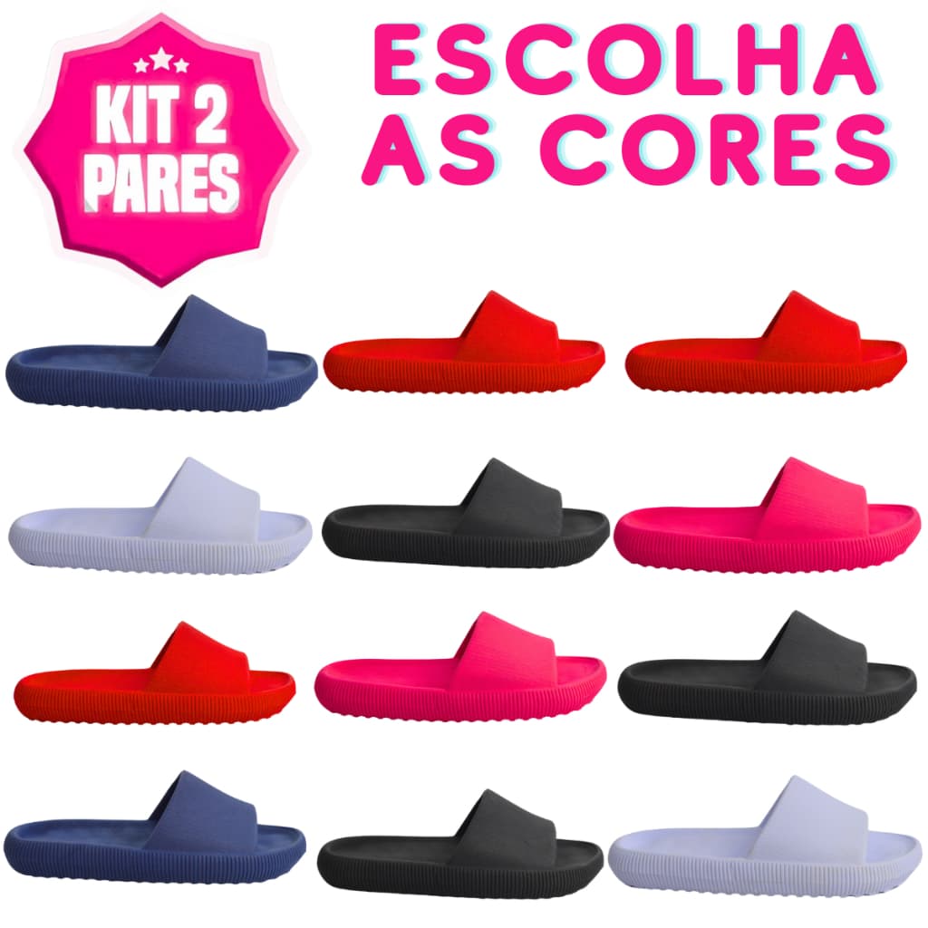 Chinelo Nuvem KIT 2 PARES Unissex Mega Promoção 34 Ao 44 Leve e Macio Envio Expresso