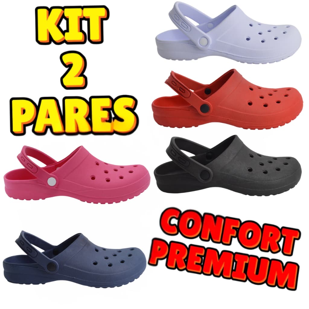 Sandália Ortopédica Kit 2 Pares Babuche Adulta Enfermagem Antiderrapante Anti-Dores Super Macia