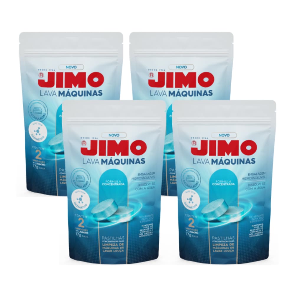 Kit 4 Jimo Pastilha Limpa Máquina De Lavar Louça Envio 24hrs 8x17g