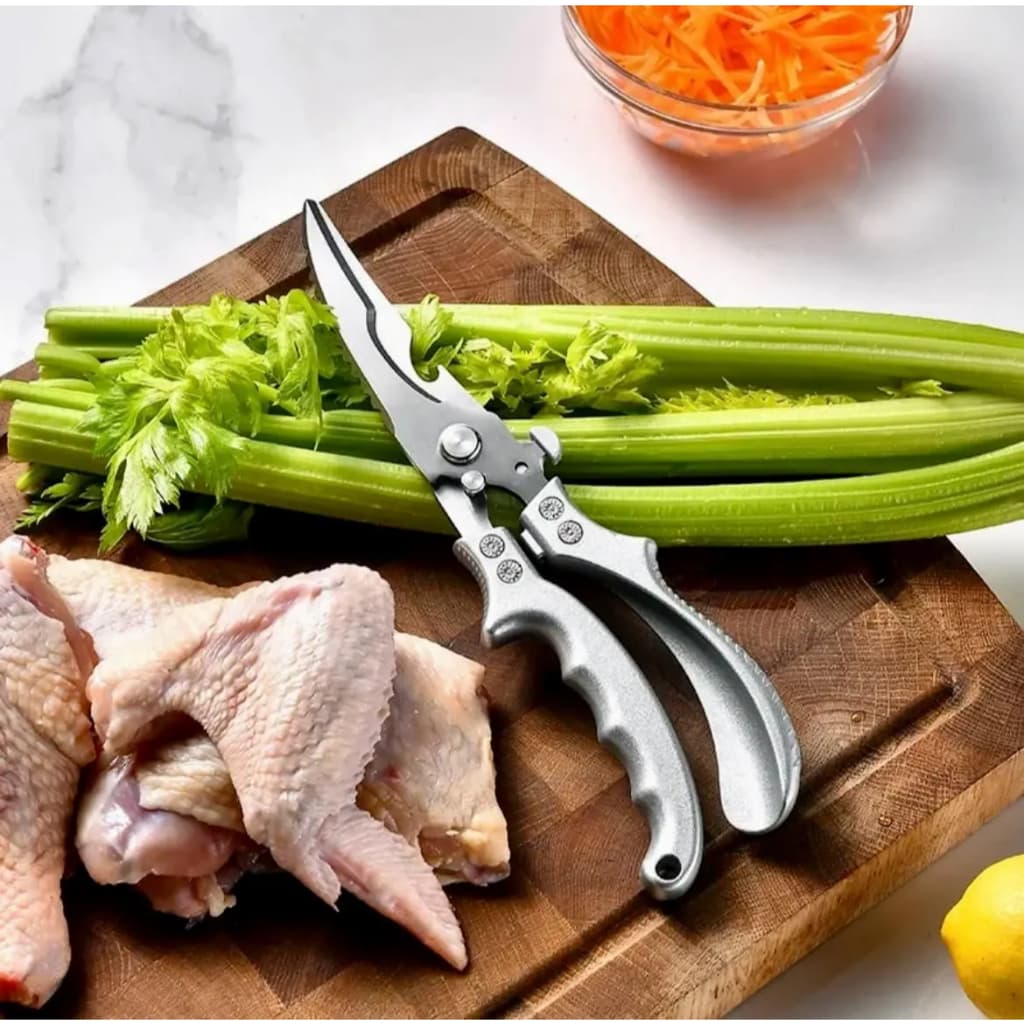 Tesoura De Cozinha Multiuso Em Aço Inoxidável Com Trava De Segurança