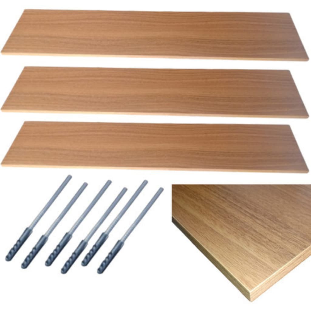 Kit 3 Prateleira Mdf 100x20 Suporte Invisível Na Cor Freijó
