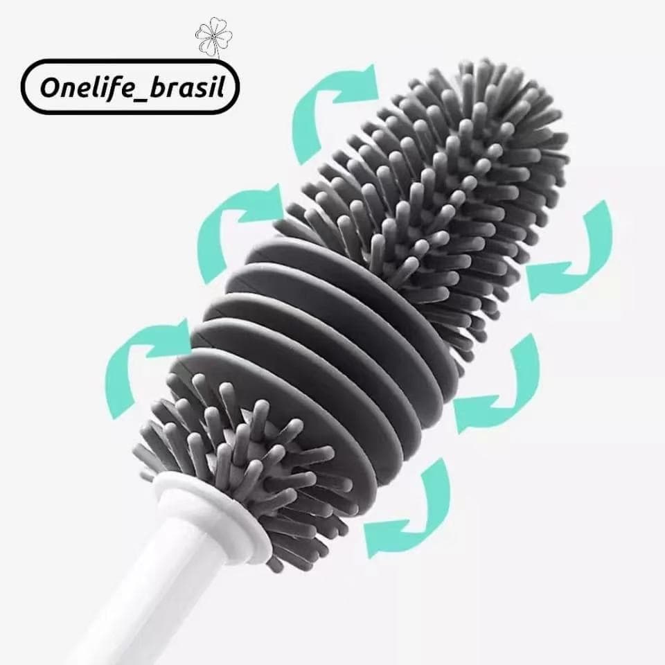 Escova de Silicone Para Lavar Louça Copos Garrafas Mamadeiras Taças Cabo Longo