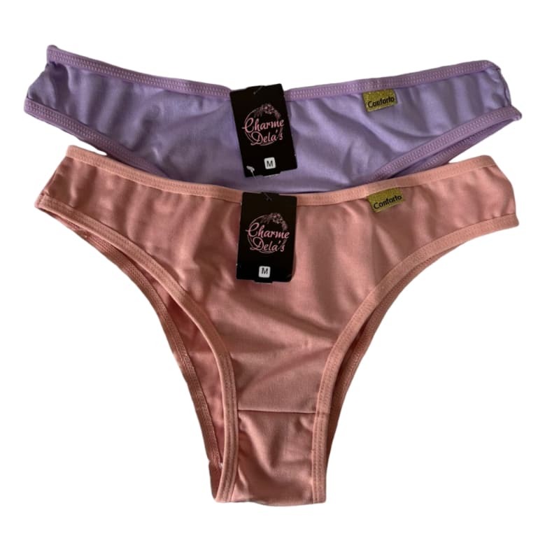 Kit 2 Calcinha Conforto Básica Lisa Tanga
