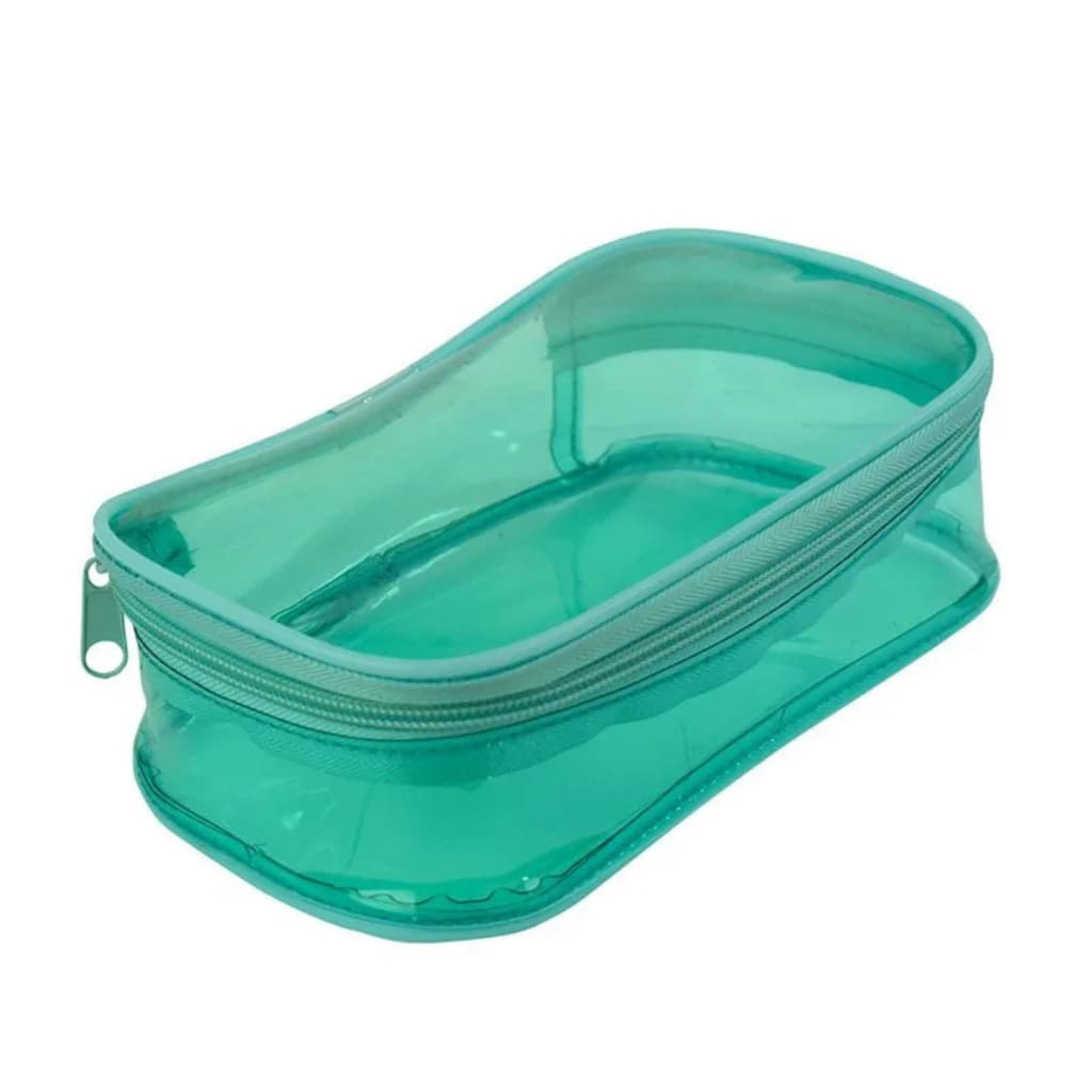 Estojo Escolar Dac Verde / Azul Baú PVC Cristal Bubble Color breeze Multiuso