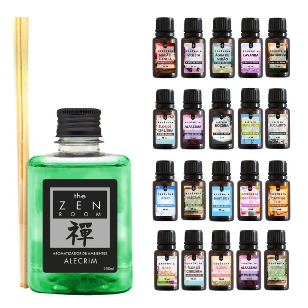 Kit Essência Para Umidificador 15ml + Difusor de Aromas Varetas Yantra 250ml
