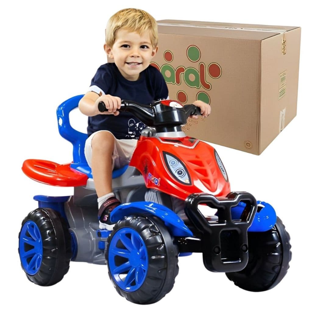 Quadriciclo Menino Infantil Andador Spider Vermelho Azul Maral