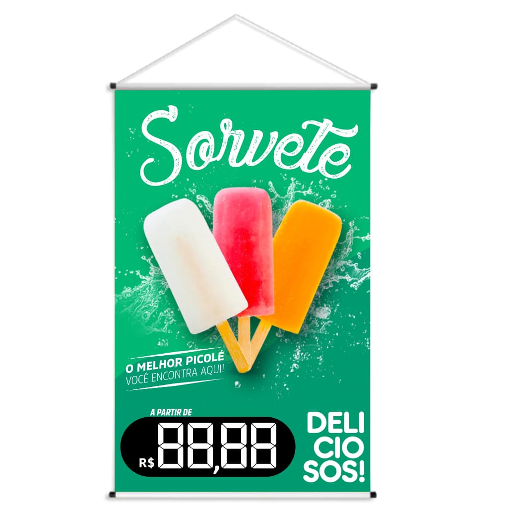 Banner LONA -  Picolé / Sorvete  60x90cm