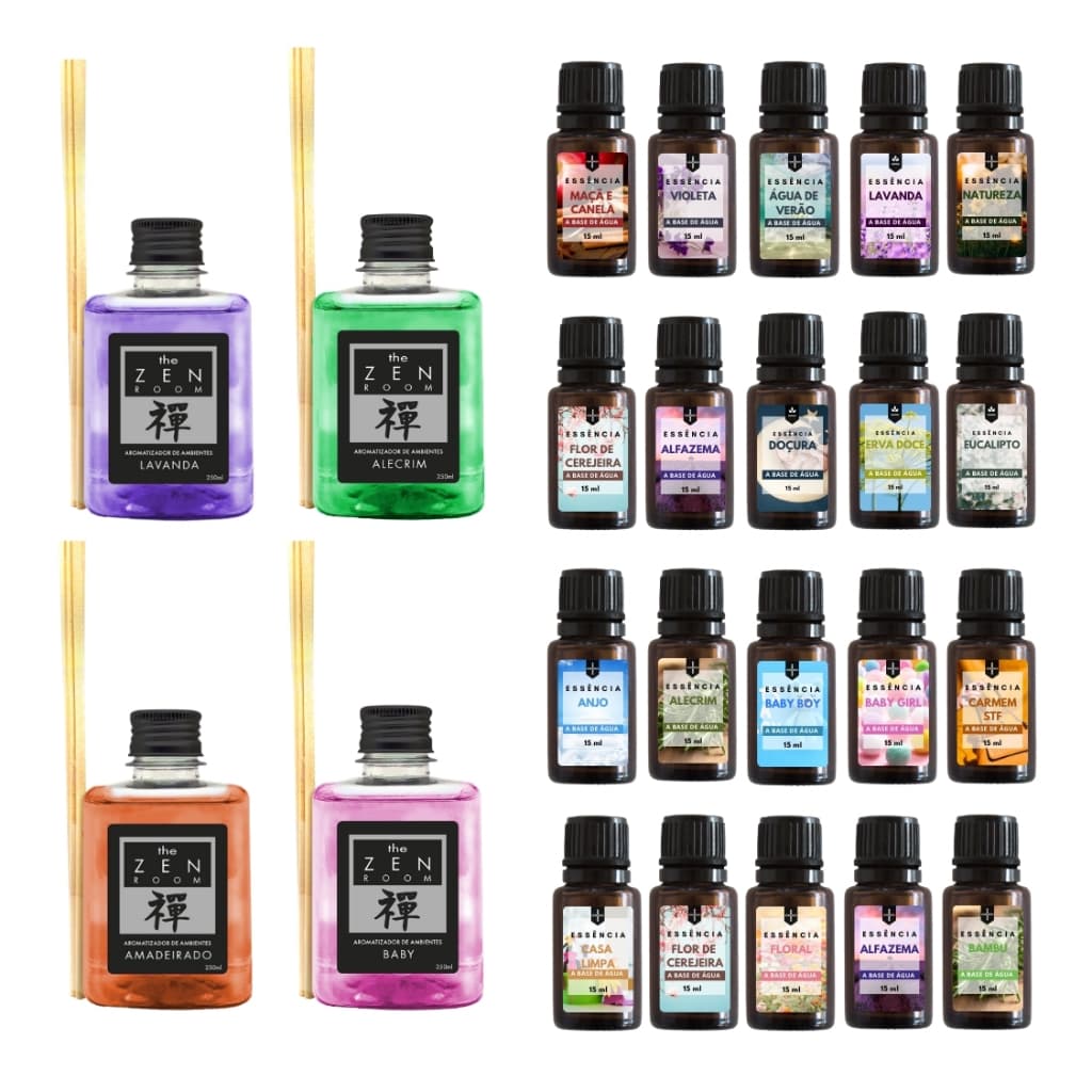 Kit 3 Essência Para Difusor Elétrico a Base de Água + Aromatizador de Ambiente 250ml Zen Yantra - Escolha Seu Aroma