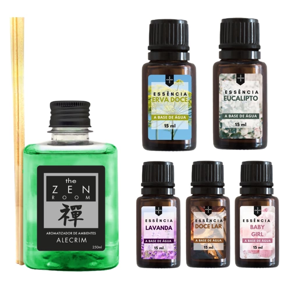 Combo 5 Essências Para Umidificador 15ml + Aromatizador de Ambiente 250ml Zen Yantra - Escolha Seu Aroma