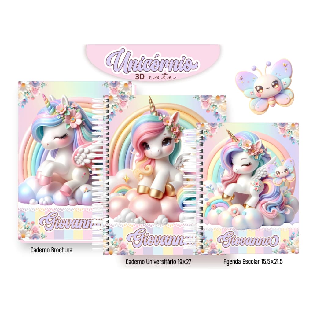 UNICÒRNIO CUTE -  - Cadernos e Agenda Personalizados