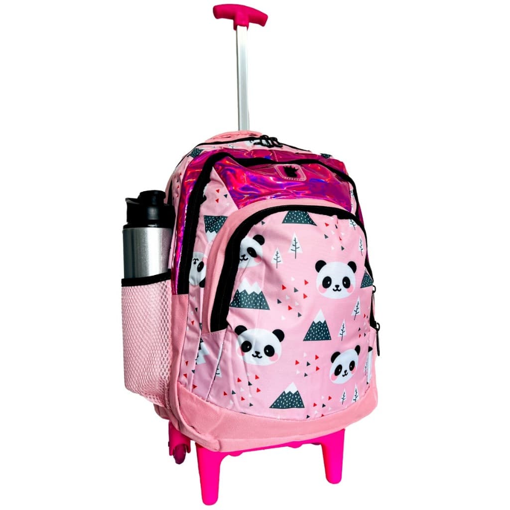 Mochila Escolar Feminina Rodinhas Panda Resistente