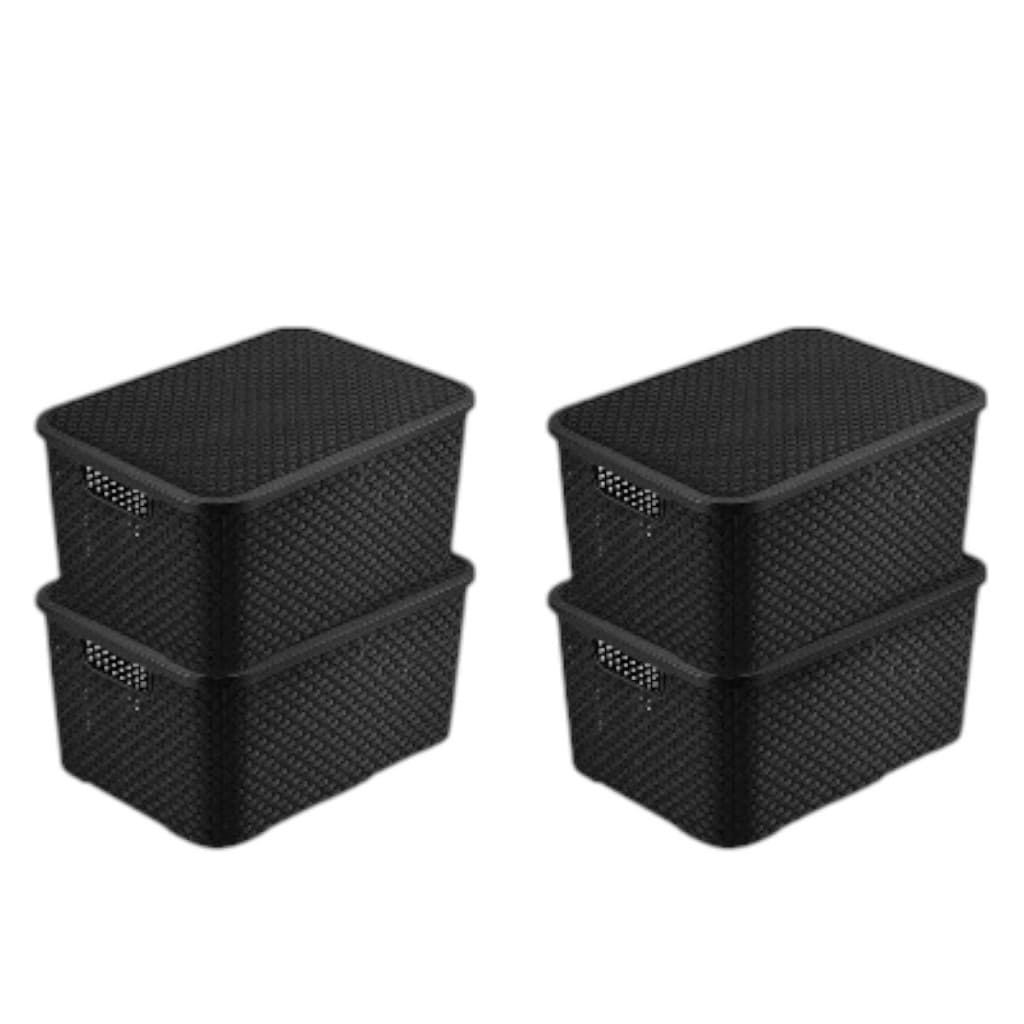 Kit 4 Caixas Organizadoras Rattan 17 Litros Cesto Média