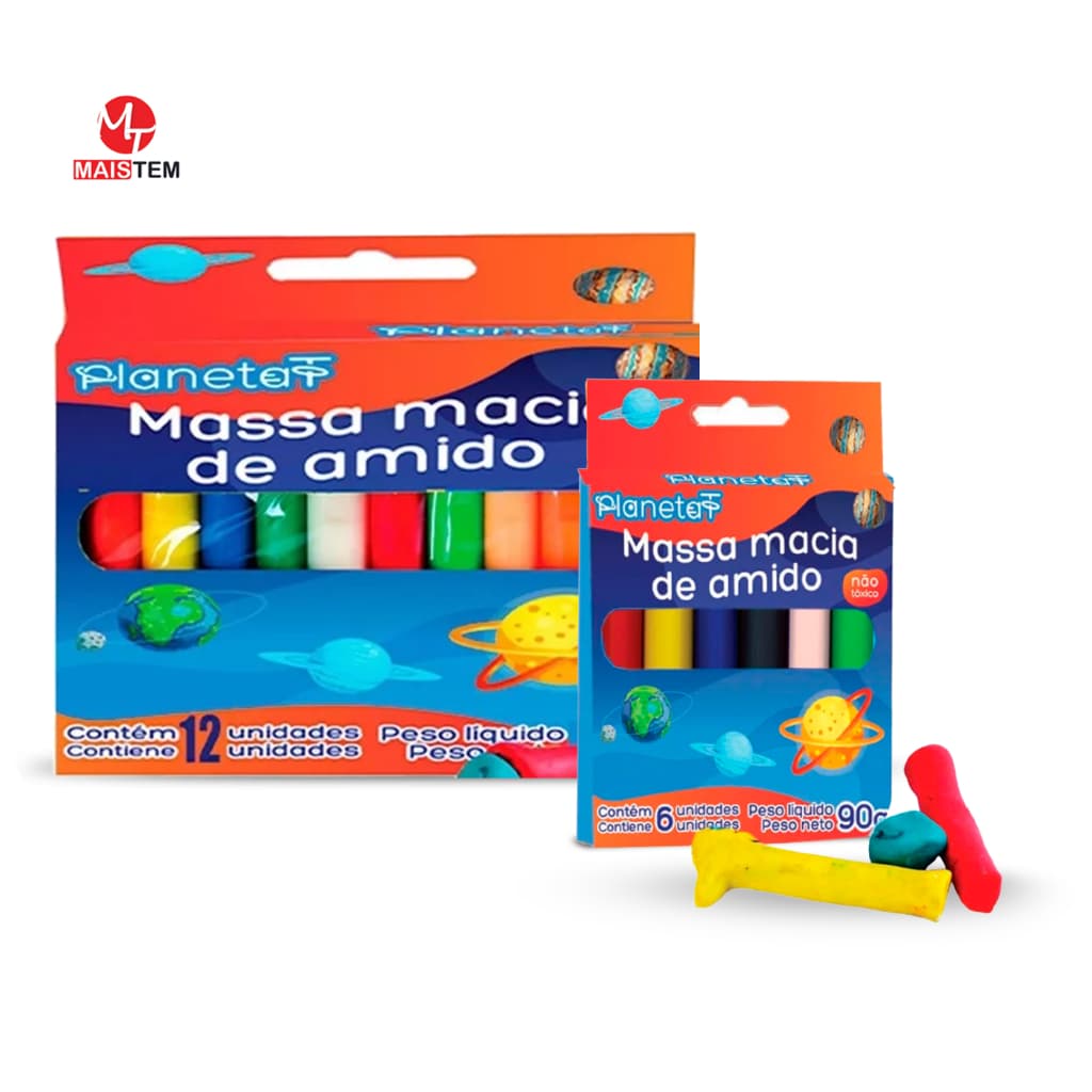 Pacotes de Massinha de Amido Massa de Modelar Atacado Escola 12 e 6 Cores 180g Massinha Escolar