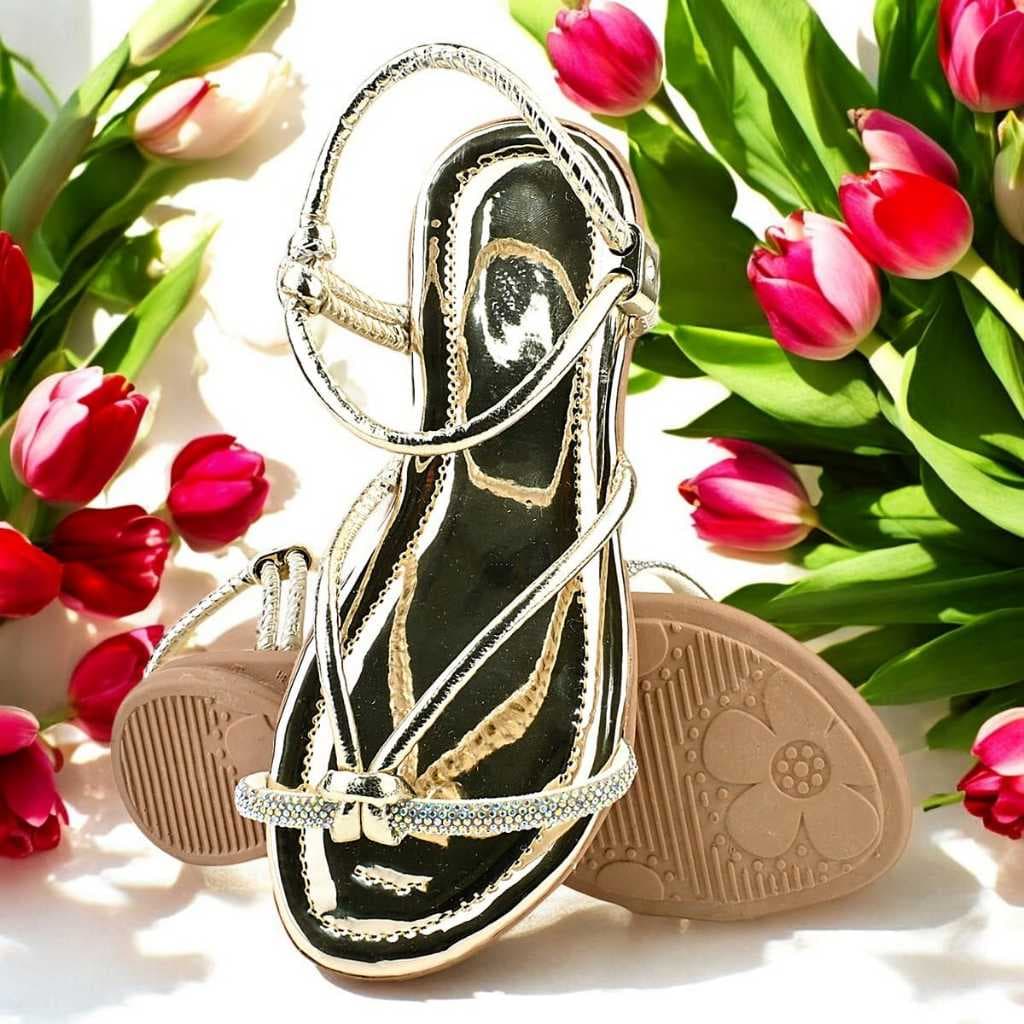 Sandália Rasteira Casual Infantil Fivela Tira Strass Brilho Confortável Moda Ref.2711