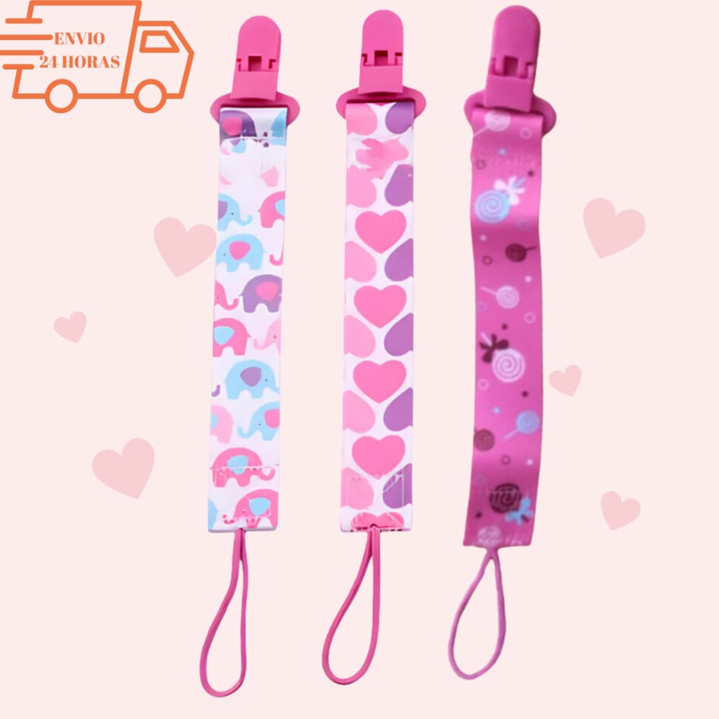 KIT Prendedor de Chupeta para Bebê em Tecido com Clip
