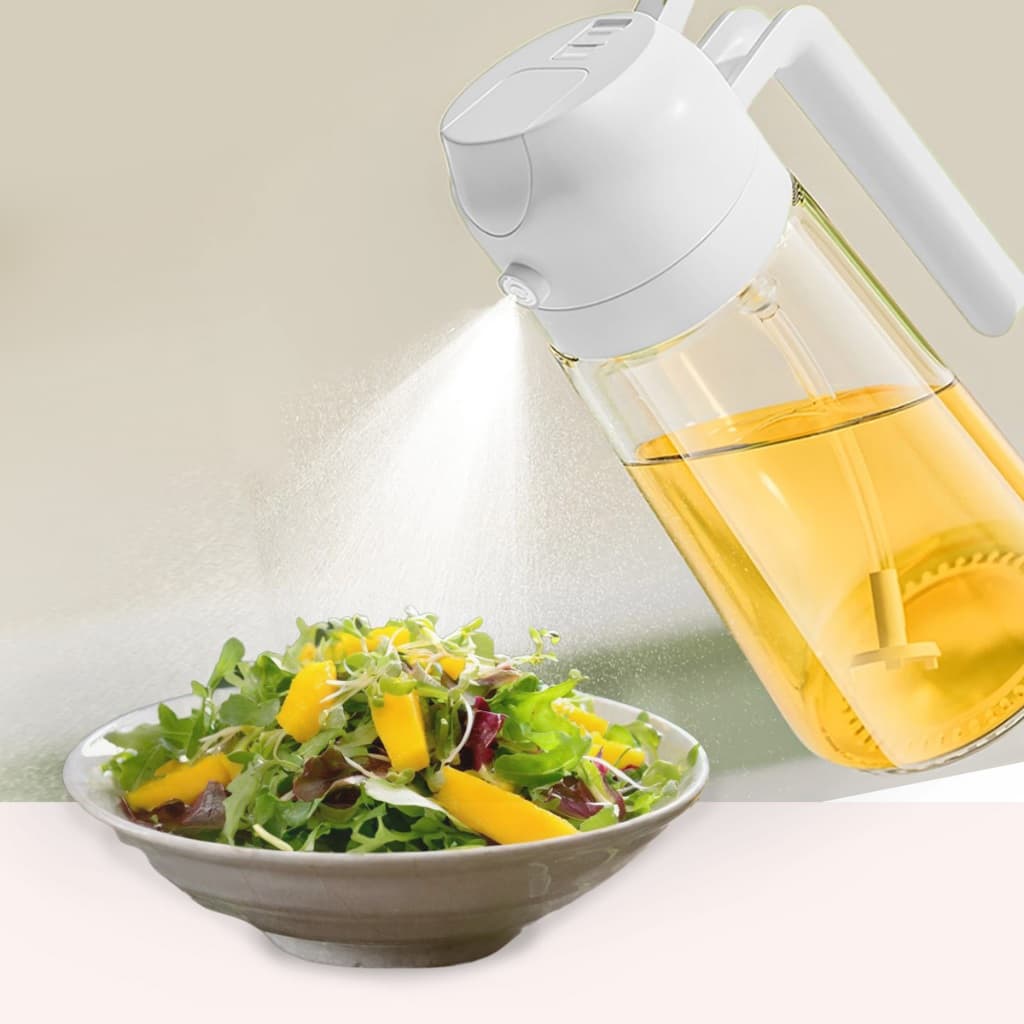 Galheteiro com Borrifador 2 Em 1 Spray Azeite Óleo Vinagre Vidro 450ml